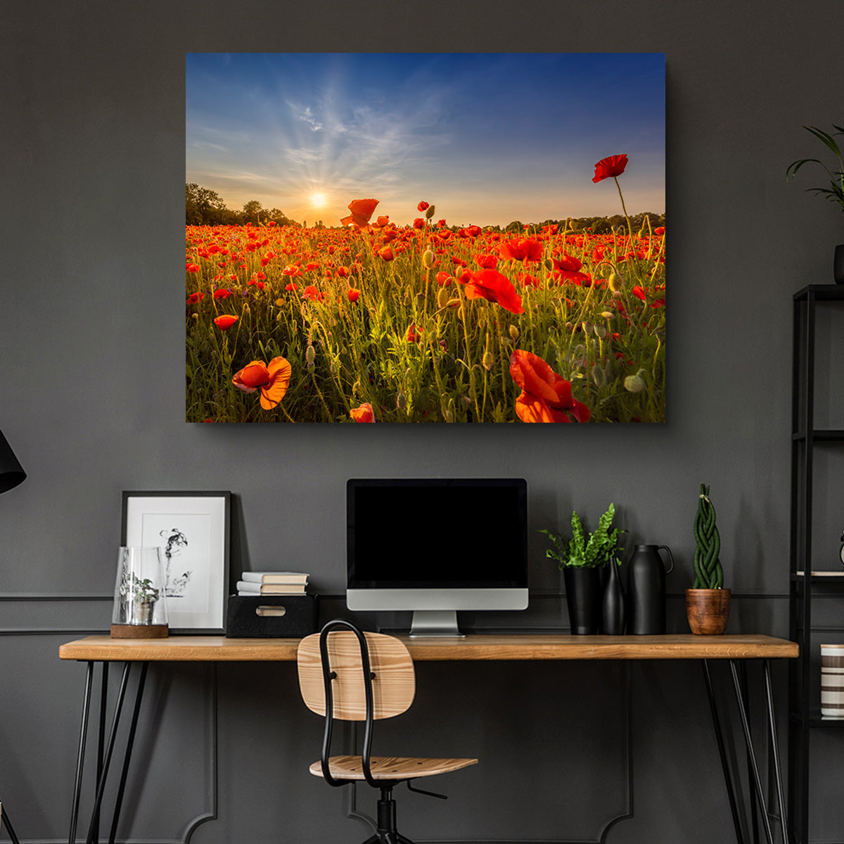 Poppy Field at Sunset Wall Art