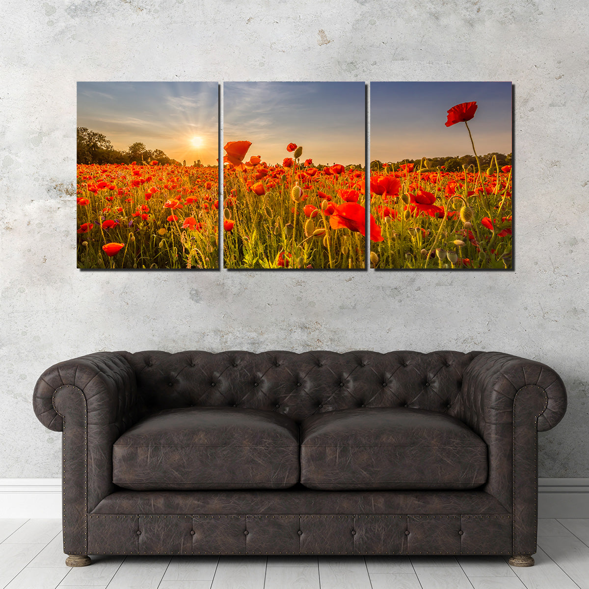Poppy Field at Sunset Wall Art