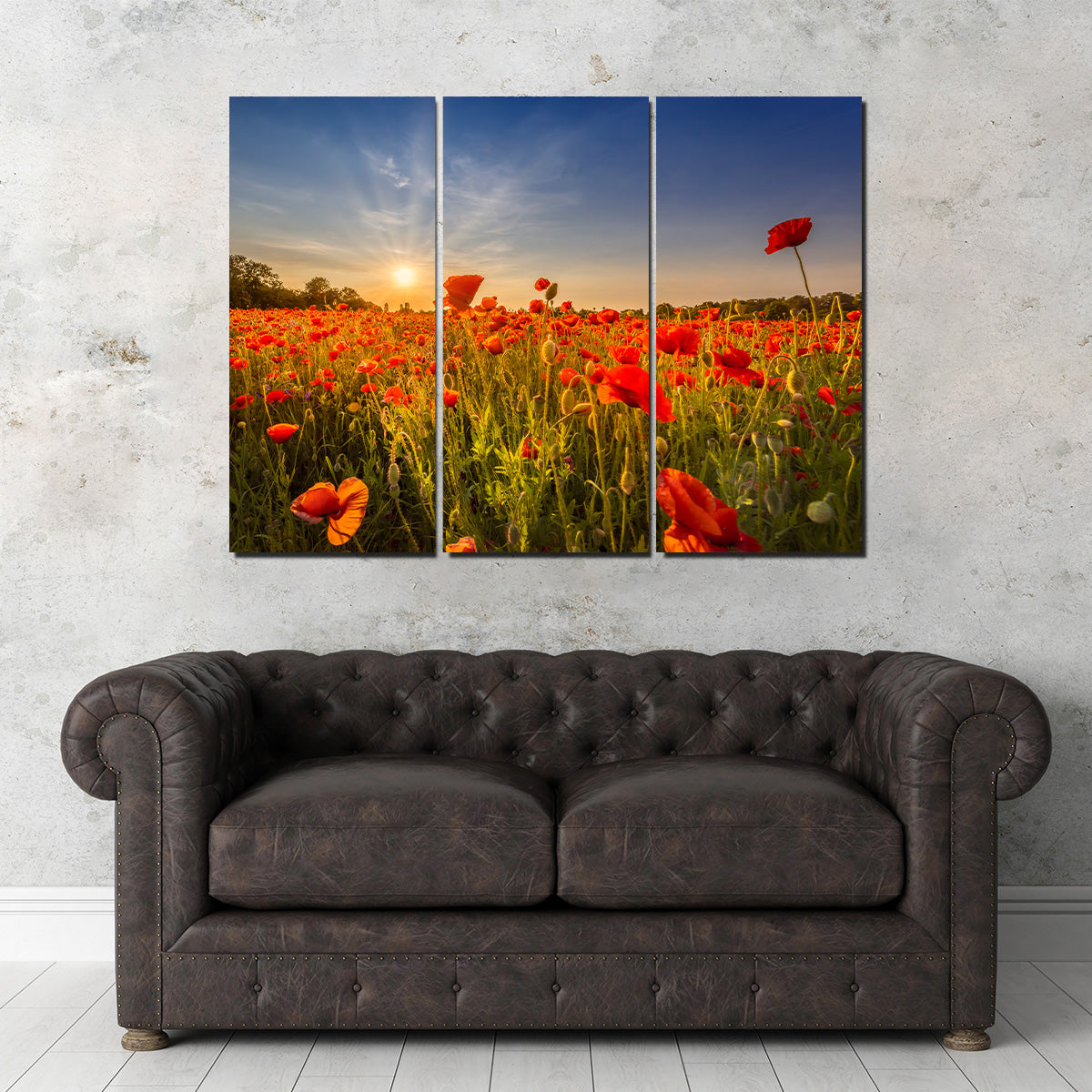 Poppy Field at Sunset Wall Art