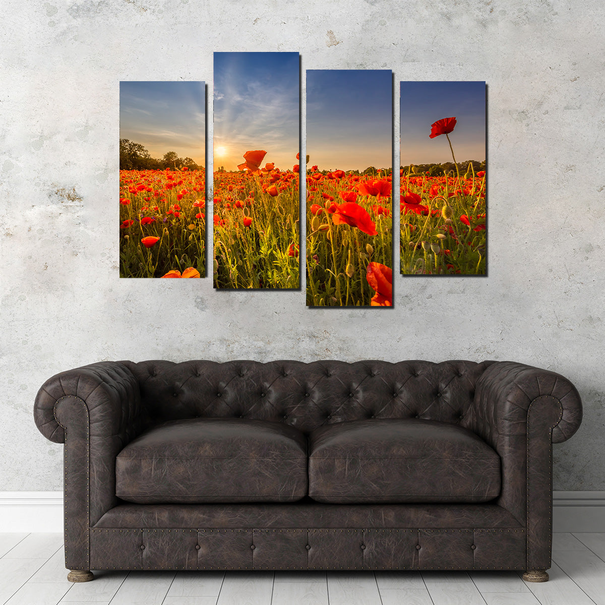 Poppy Field at Sunset Wall Art