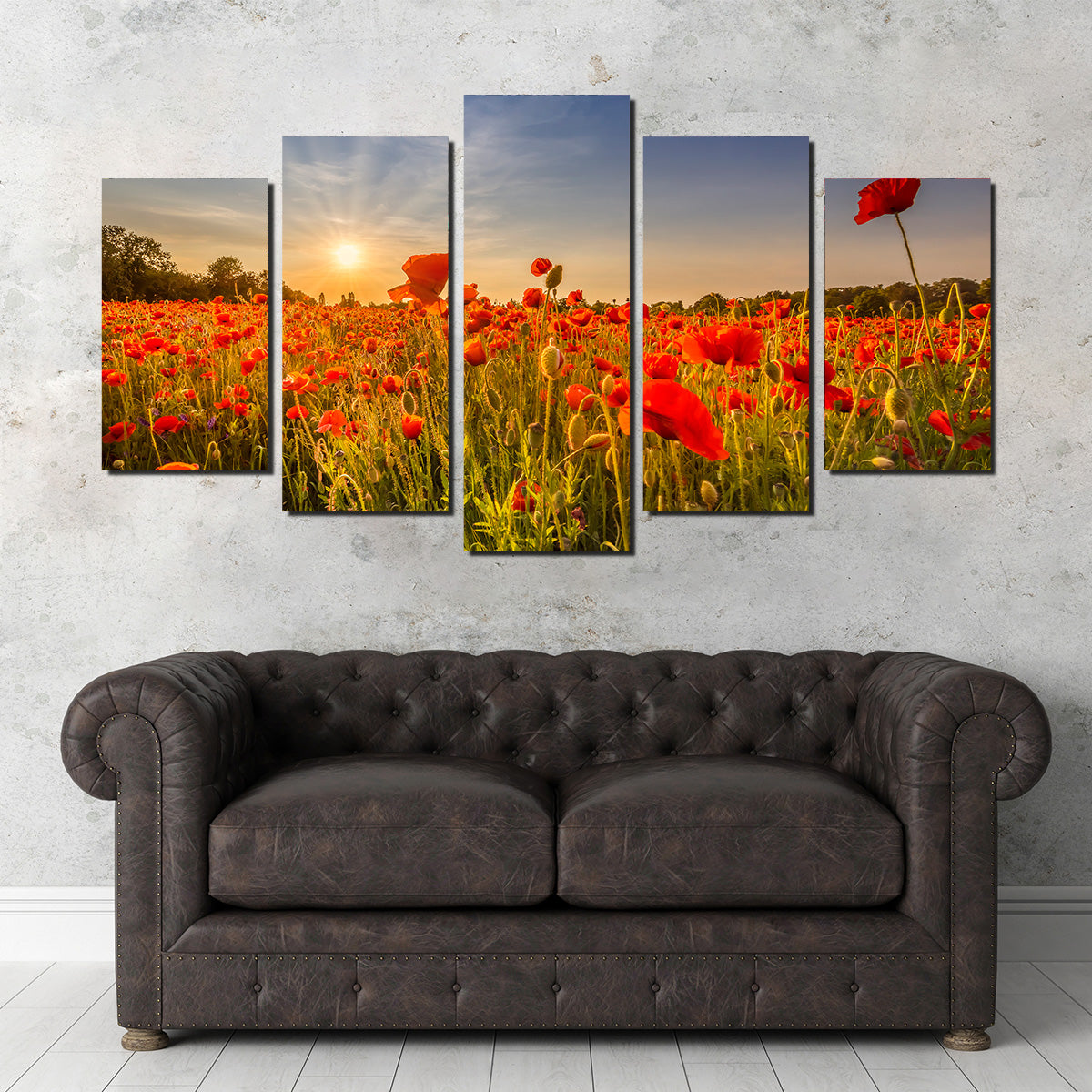 Poppy Field at Sunset Wall Art