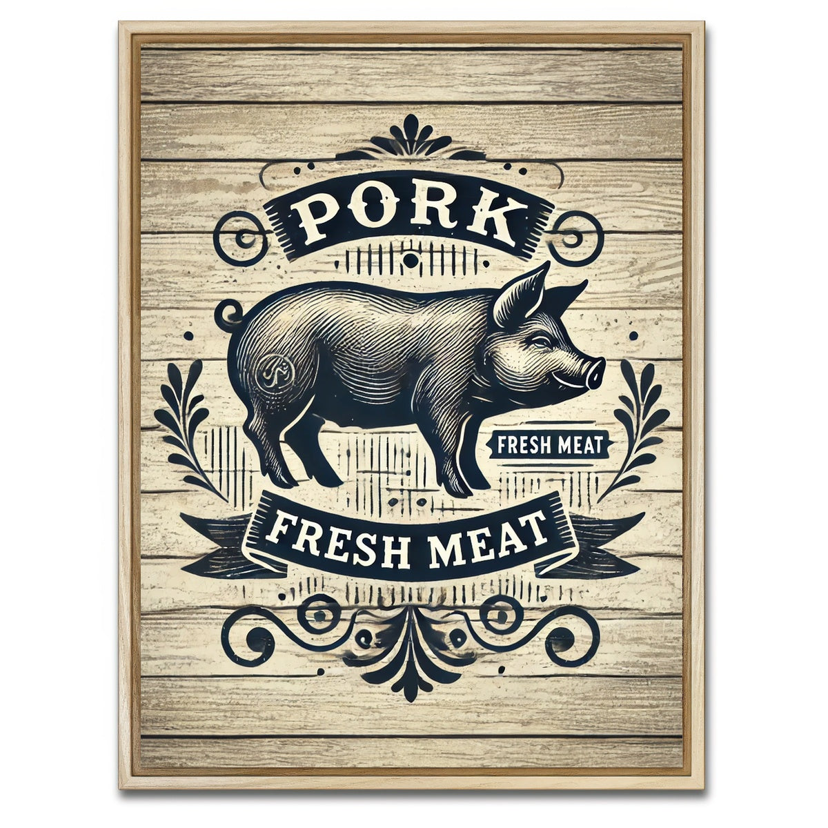 AUTO-MOCKUP WHITE | Pork and Fresh Meat | 1 Piece | Natural Framed Canvas | group=3x4