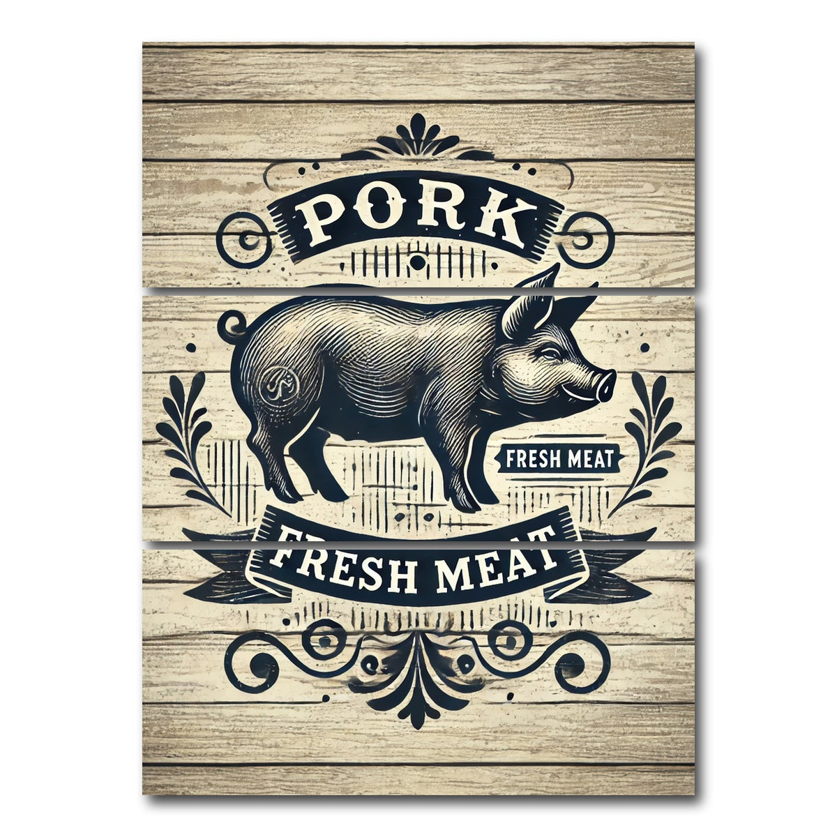AUTO-MOCKUP WHITE | Pork and Fresh Meat | 3 Piece | Gallery Wrap Canvas | group=8x18_stacked