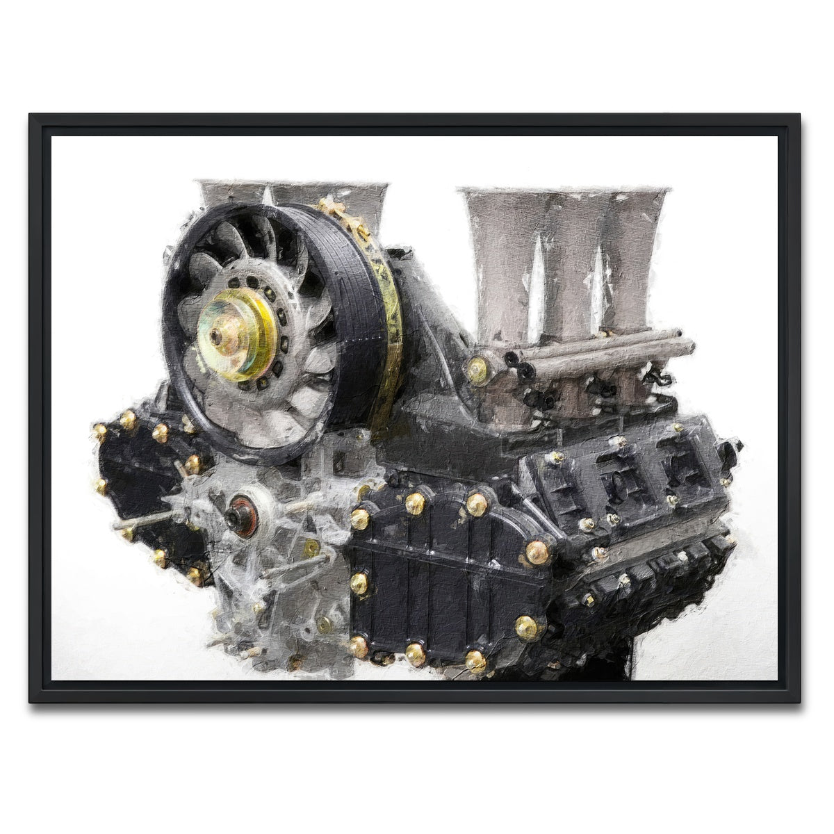 AUTO-MOCKUP WHITE | Porsche 911 Engine 1 | 1 Piece | Black Framed Canvas | group=4x3