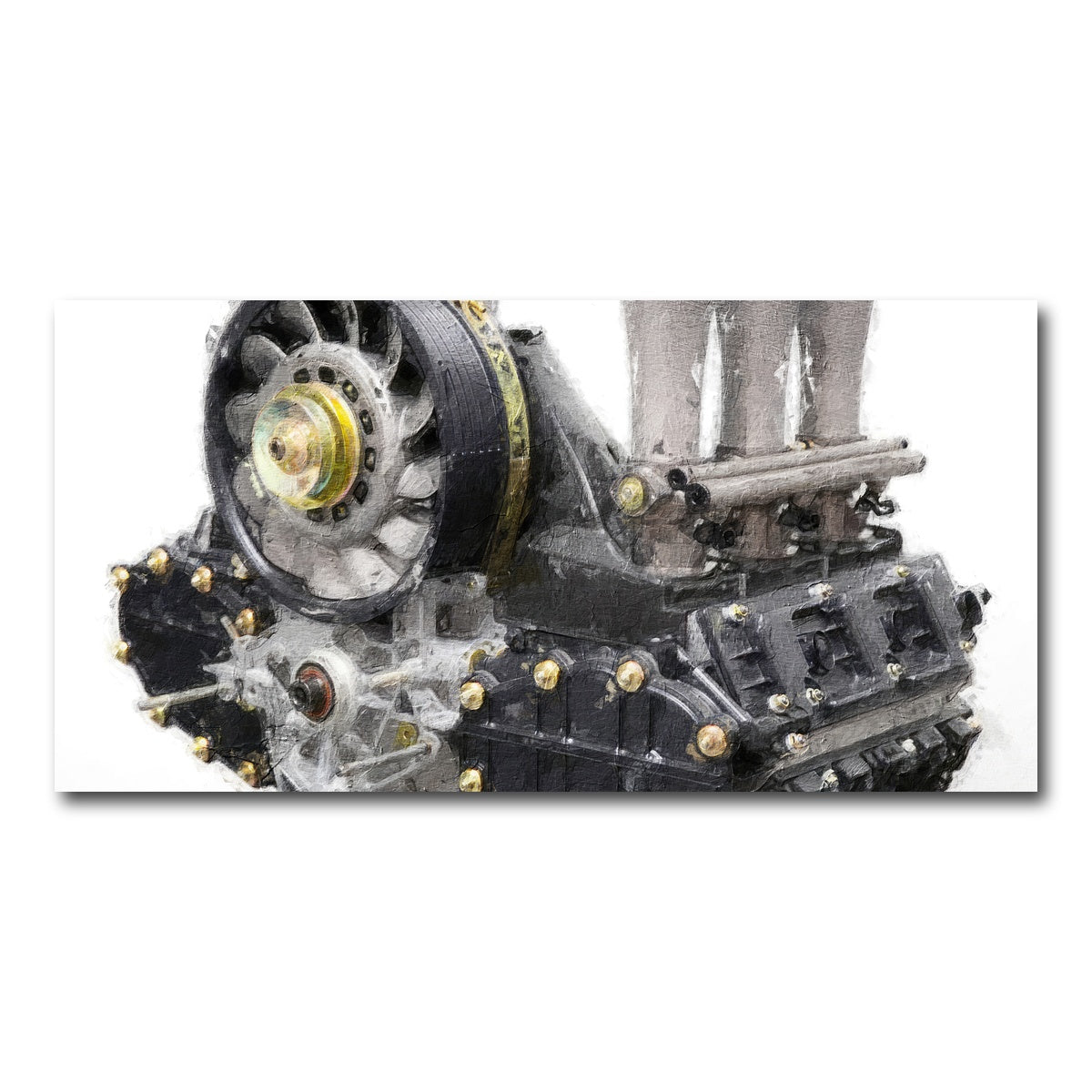 AUTO-MOCKUP WHITE | Porsche 911 Engine 1 | 1 Piece | Gallery Wrap Canvas | group=2x1