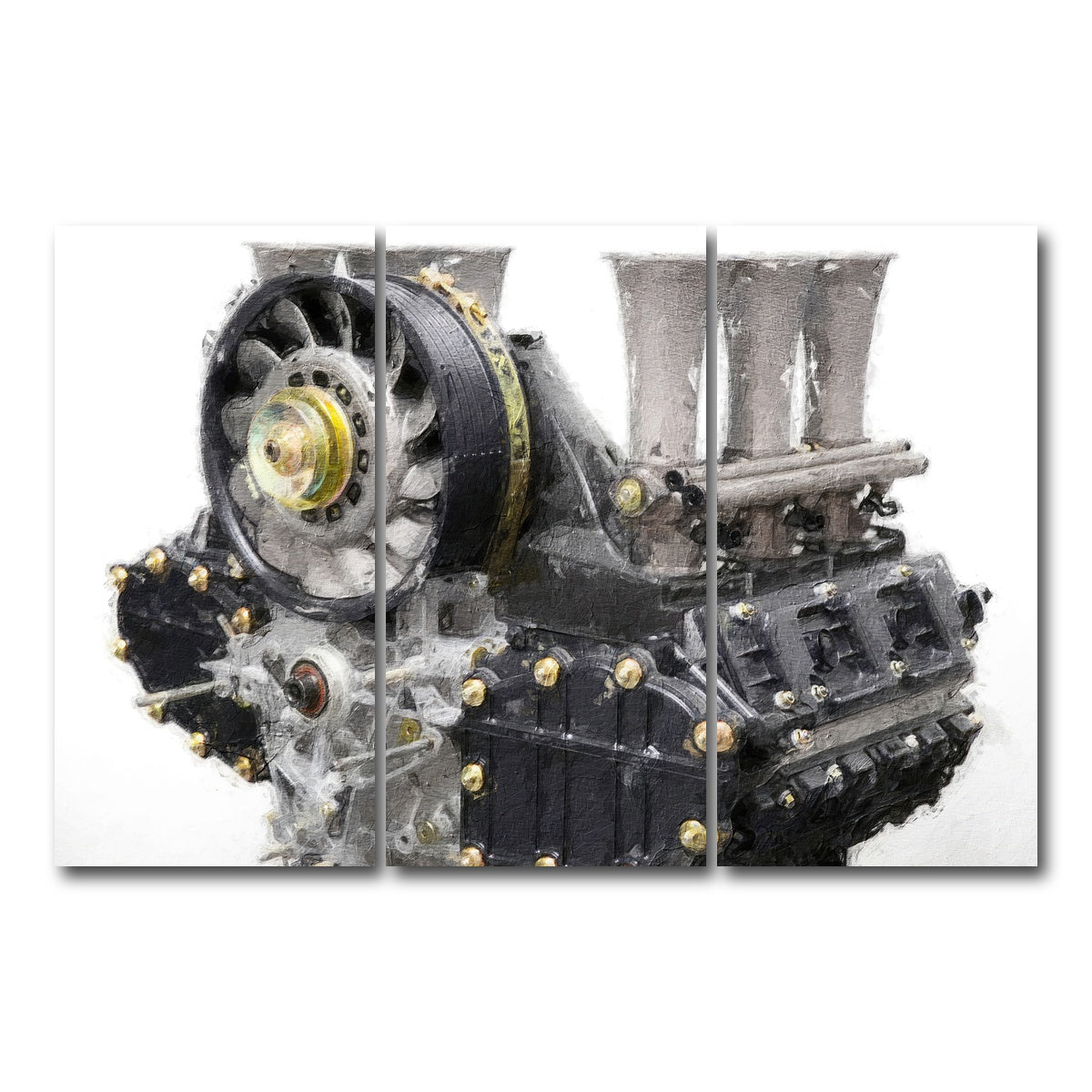 AUTO-MOCKUP WHITE | Porsche 911 Engine 1 | 3 Piece | Gallery Wrap Canvas | group=12x24