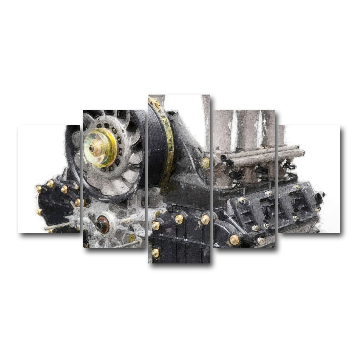 AUTO-MOCKUP WHITE | Porsche 911 Engine 1 | 5 Piece | Gallery Wrap Canvas | group=5_normal