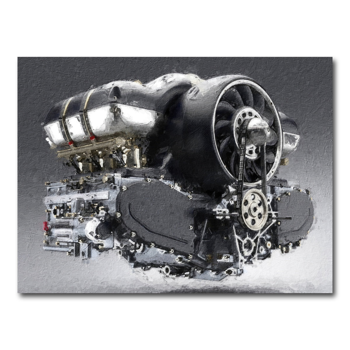 AUTO-MOCKUP WHITE | Porsche 911 Engine | 1 Piece | Gallery Wrap Canvas | group=4x3