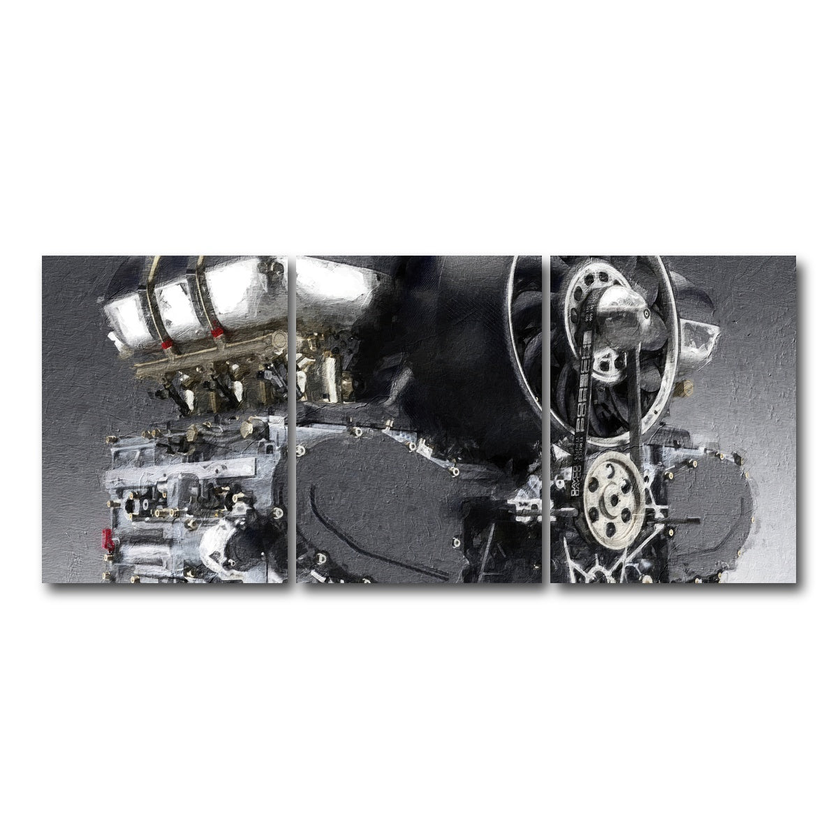 AUTO-MOCKUP WHITE | Porsche 911 Engine | 3 Piece | Gallery Wrap Canvas | group=18x24