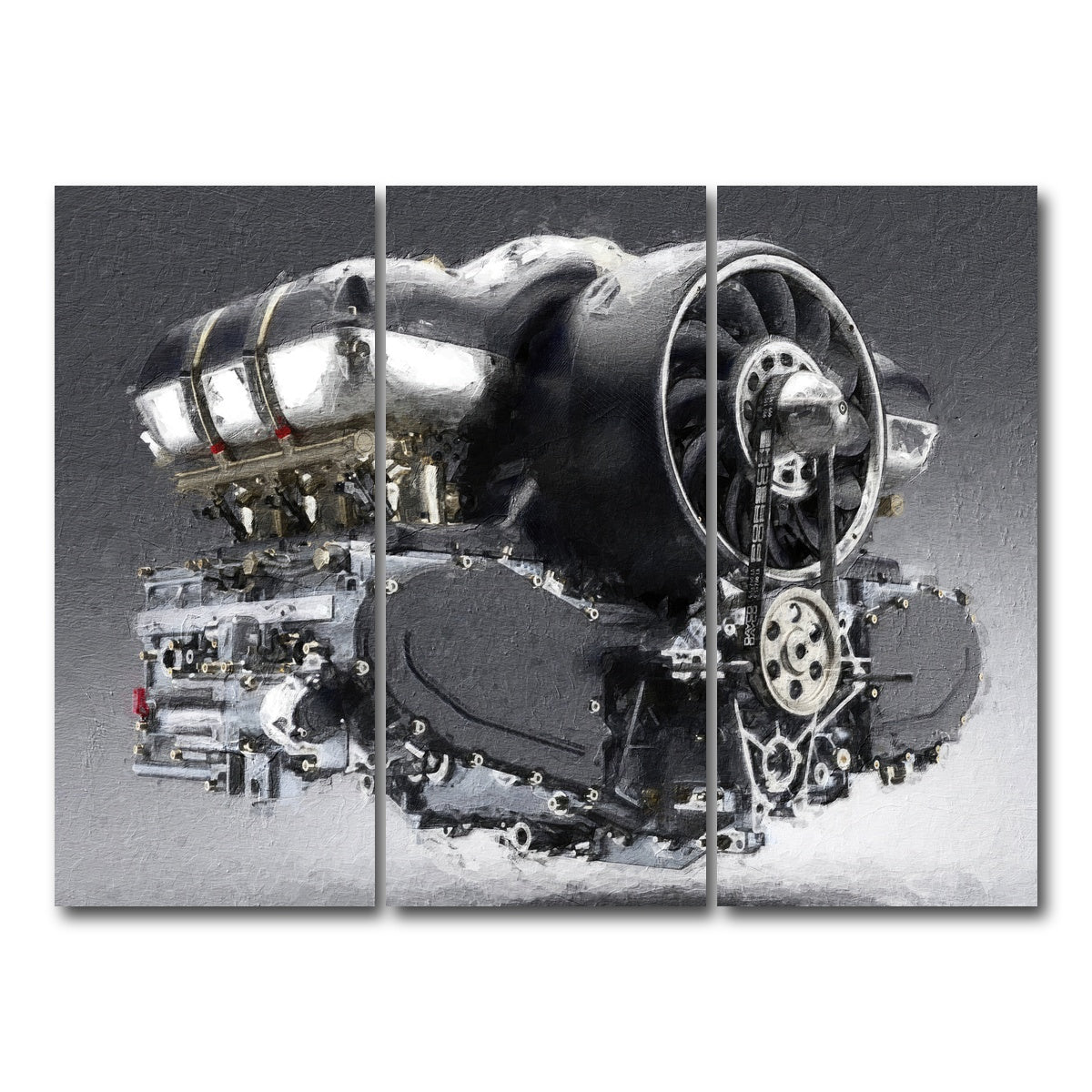 AUTO-MOCKUP WHITE | Porsche 911 Engine | 3 Piece | Gallery Wrap Canvas | group=8x18
