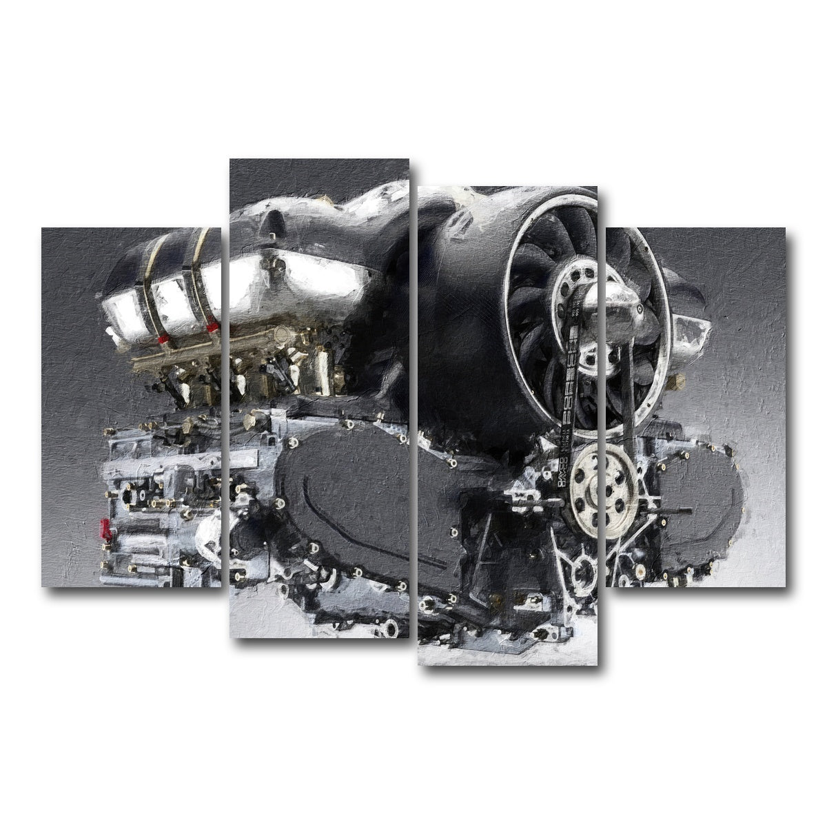 AUTO-MOCKUP WHITE | Porsche 911 Engine | 4 Piece | Gallery Wrap Canvas | group=4_short