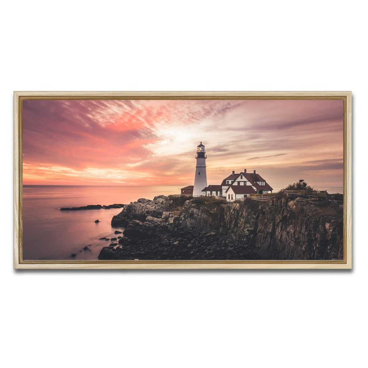 AUTO-MOCKUP WHITE | Portland Head Lighthouse | 1 Piece | Natural Framed Canvas | group=2x1