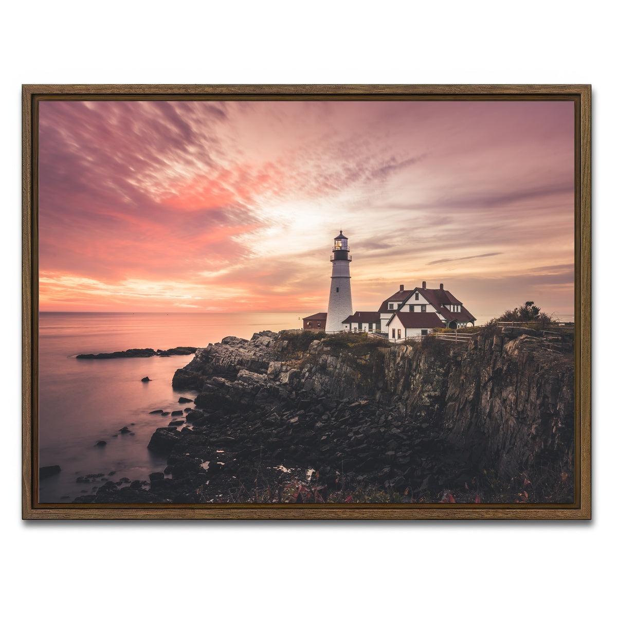 AUTO-MOCKUP WHITE | Portland Head Lighthouse | 1 Piece | Walnut Framed Canvas | group=4x3