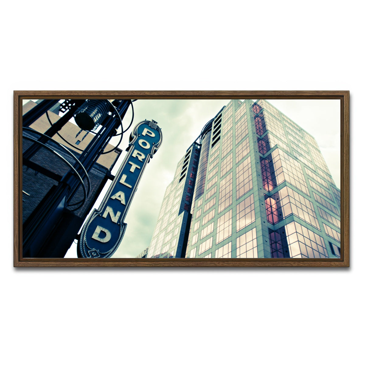 AUTO-MOCKUP WHITE | Portland Sign | 1 Piece | Walnut Framed Canvas | group=2x1