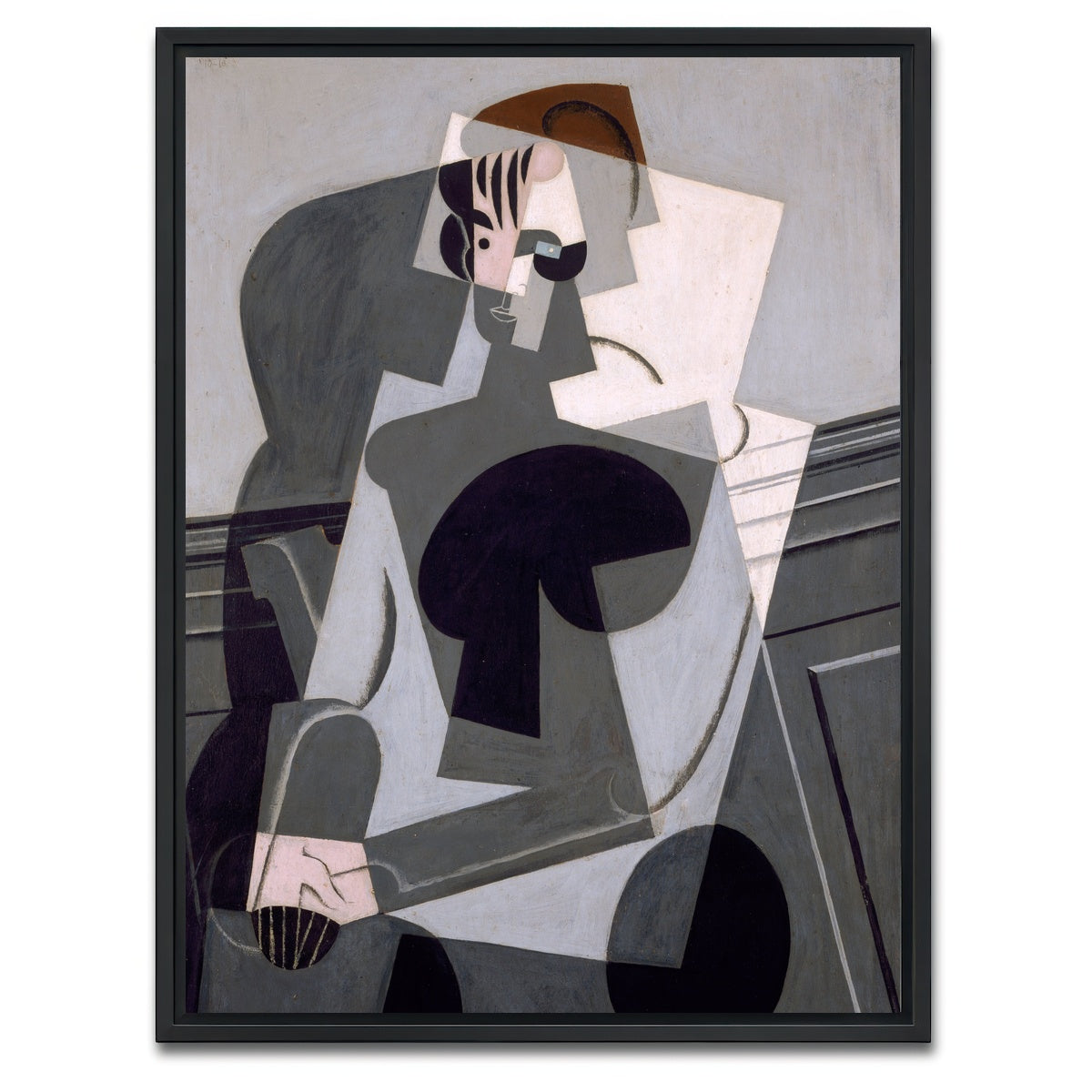 AUTO-MOCKUP WHITE | Portrait de Madame Josette Gris | 1 Piece | Black Framed Canvas | group=3x4