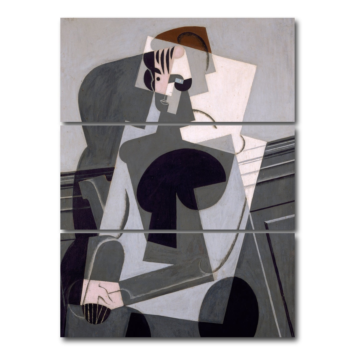 AUTO-MOCKUP WHITE | Portrait de Madame Josette Gris | 3 Piece | Gallery Wrap Canvas | group=8x18_stacked