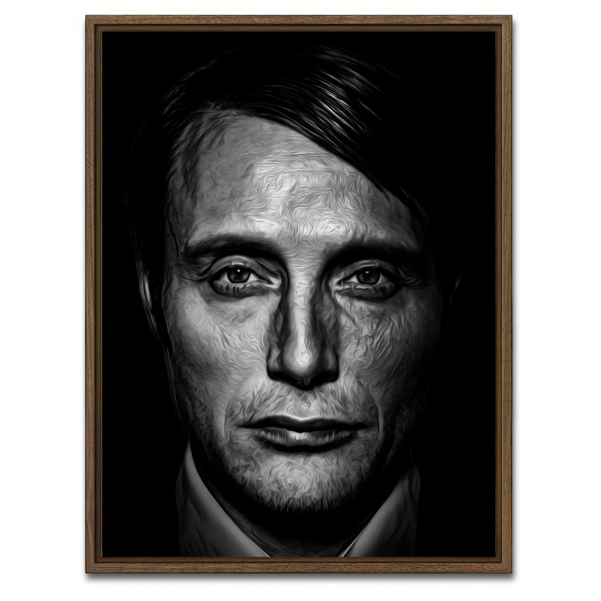 AUTO-MOCKUP WHITE | Portrait hannibal | 1 Piece | Walnut Framed Canvas | group=3x4