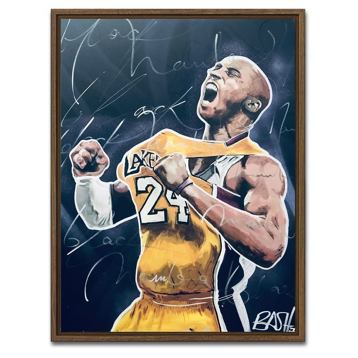 AUTO-MOCKUP WHITE | Portrait of Kobe | 1 Piece | Walnut Framed Canvas | group=3x4
