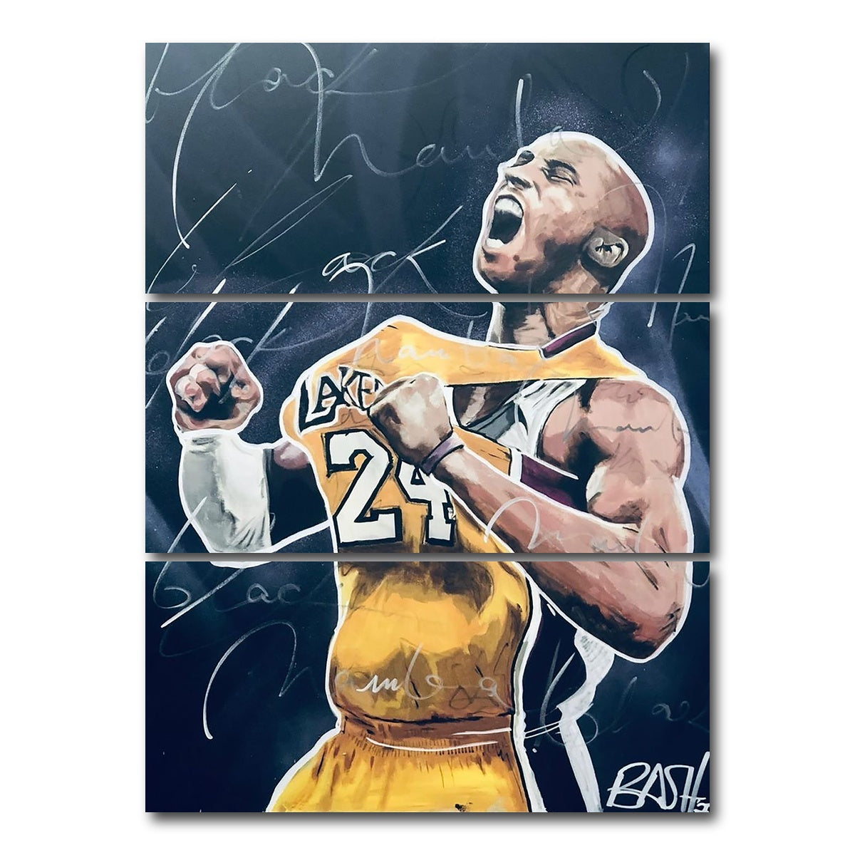 AUTO-MOCKUP WHITE | Portrait of Kobe | 3 Piece | Gallery Wrap Canvas | group=8x18_stacked