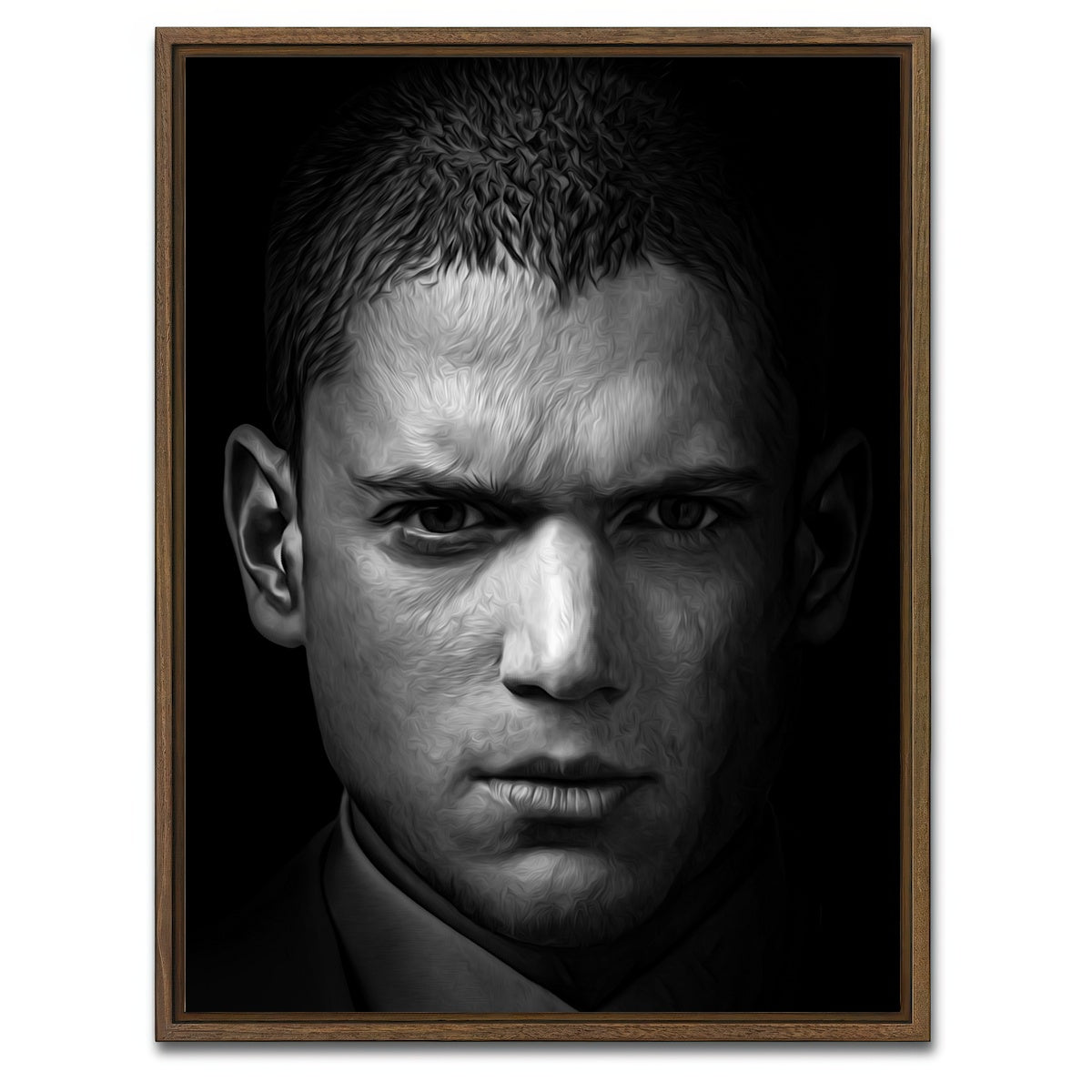 AUTO-MOCKUP WHITE | Portrait prison break | 1 Piece | Walnut Framed Canvas | group=3x4