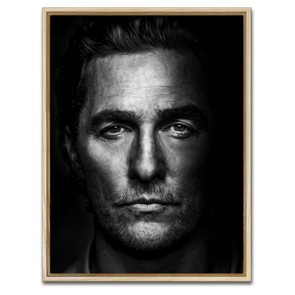 AUTO-MOCKUP WHITE | Portrait true detective | 1 Piece | Natural Framed Canvas | group=3x4