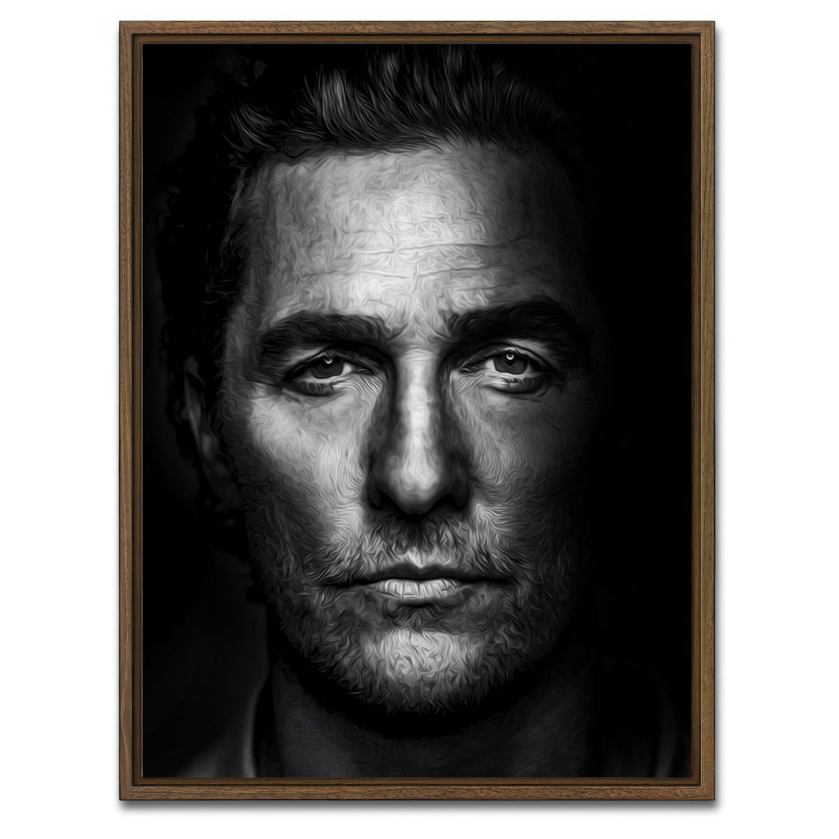 AUTO-MOCKUP WHITE | Portrait true detective | 1 Piece | Walnut Framed Canvas | group=3x4