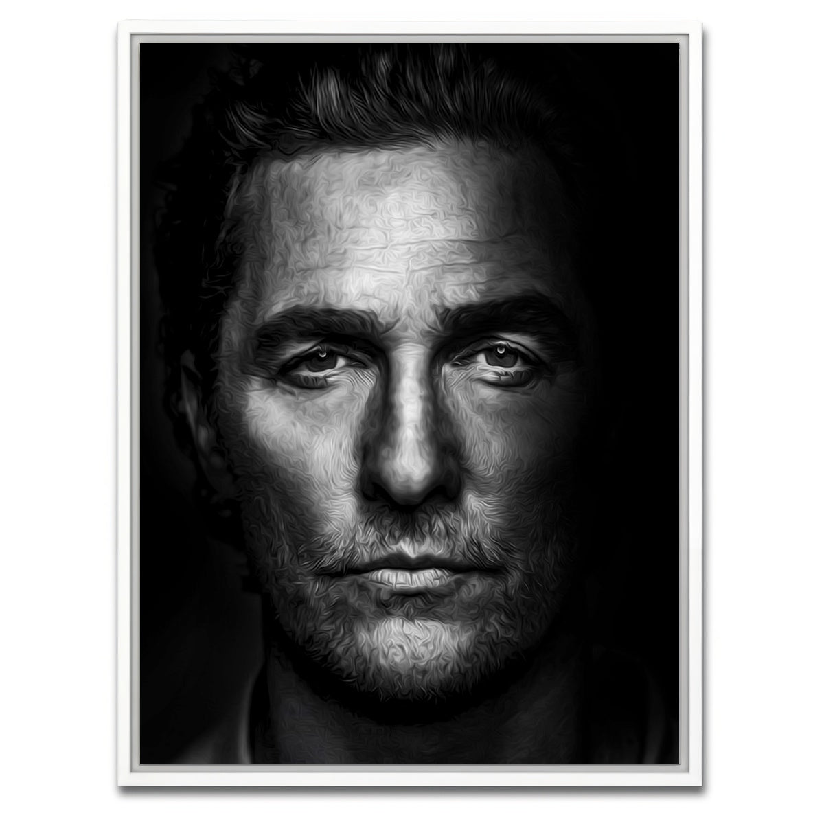 AUTO-MOCKUP WHITE | Portrait true detective | 1 Piece | White Framed Canvas | group=3x4