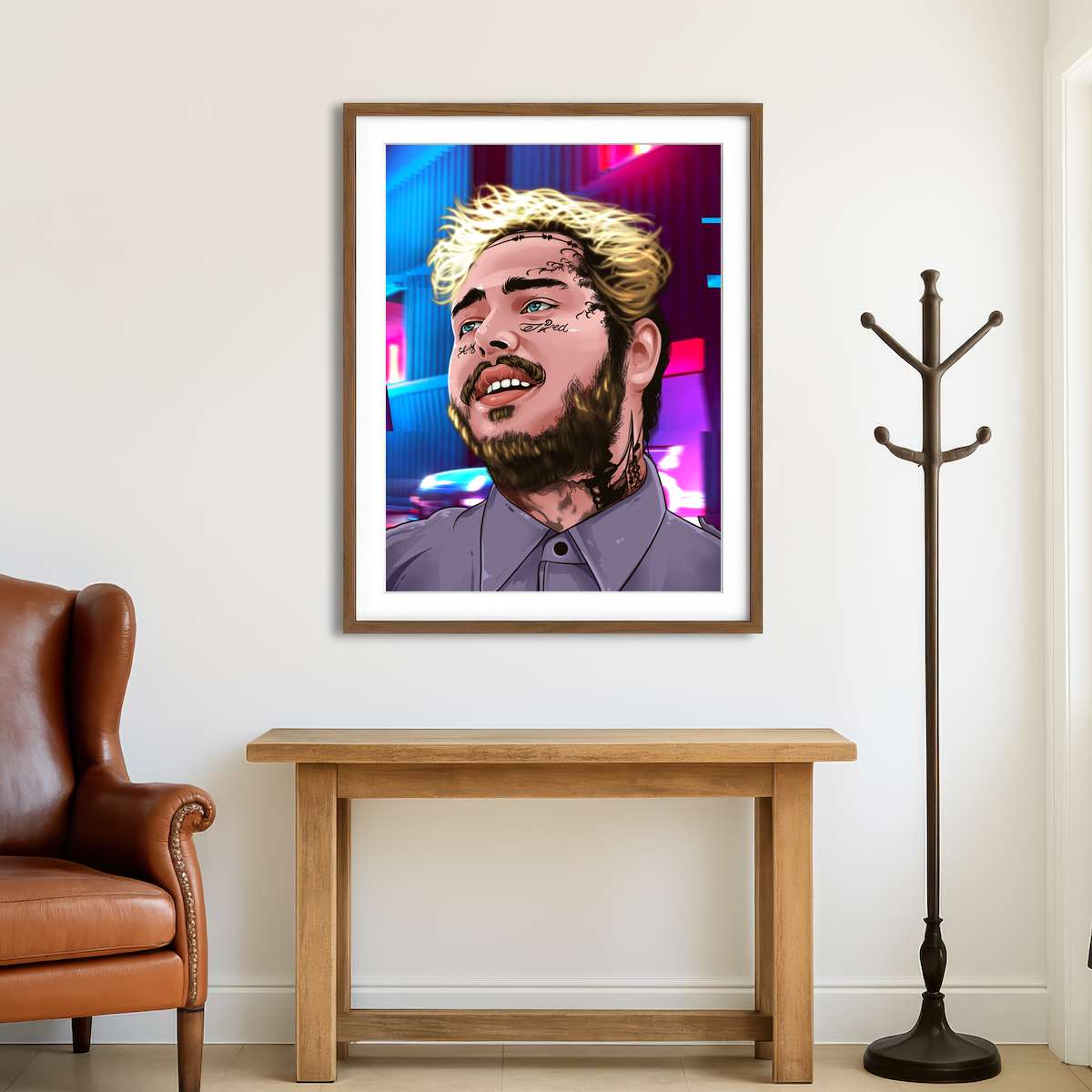AUTO-MOCKUP ROOM | Post Malone Retro Wall Art