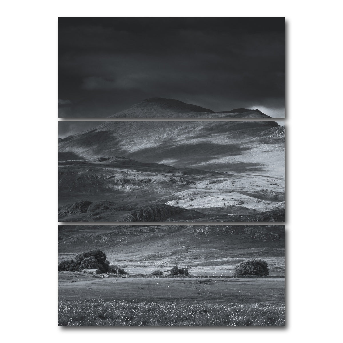 AUTO-MOCKUP WHITE | Prairie to Peak | 3 Piece | Gallery Wrap Canvas | group=8x18_stacked