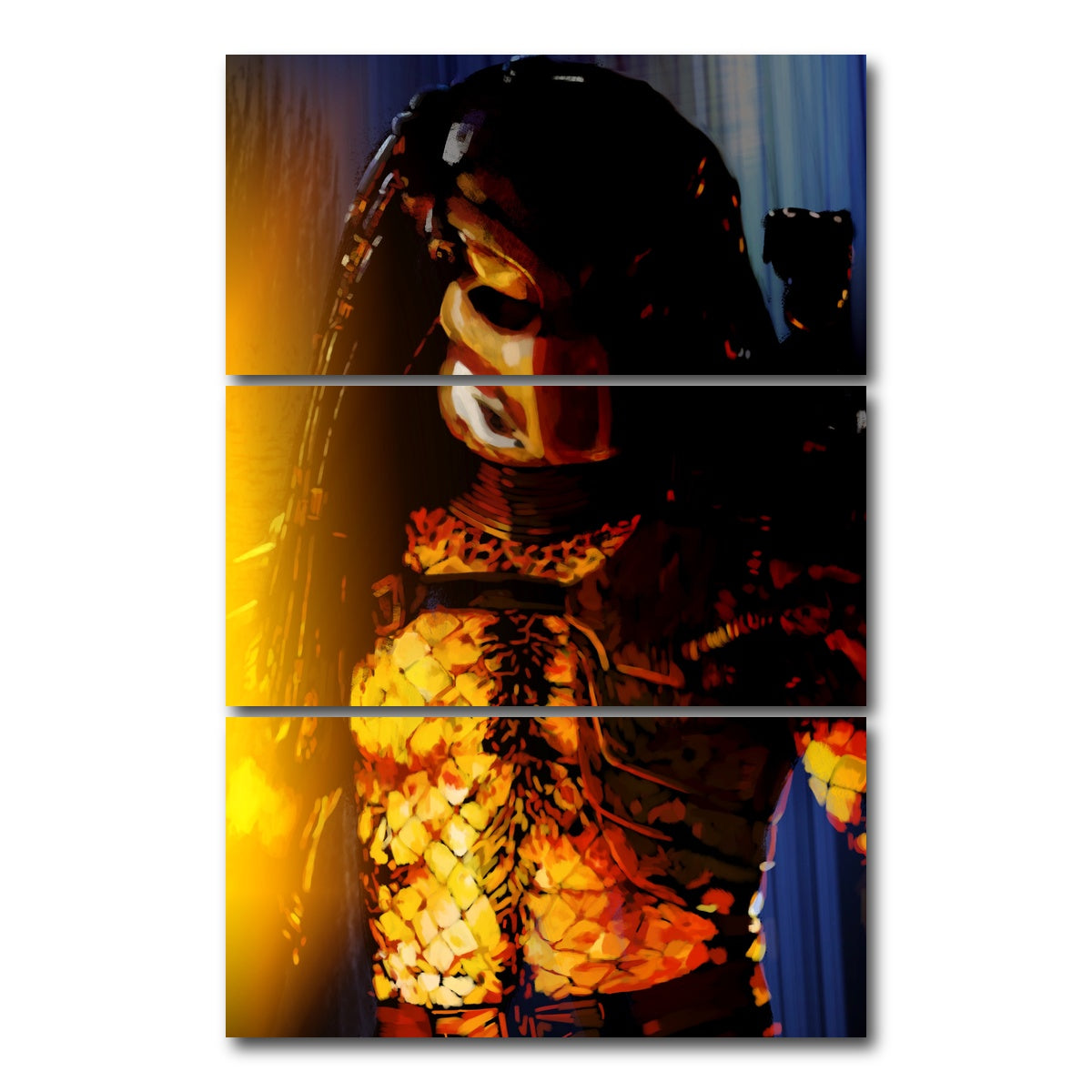 AUTO-MOCKUP WHITE | Predator in Blue | 3 Piece | Gallery Wrap Canvas | group=12x24_stacked