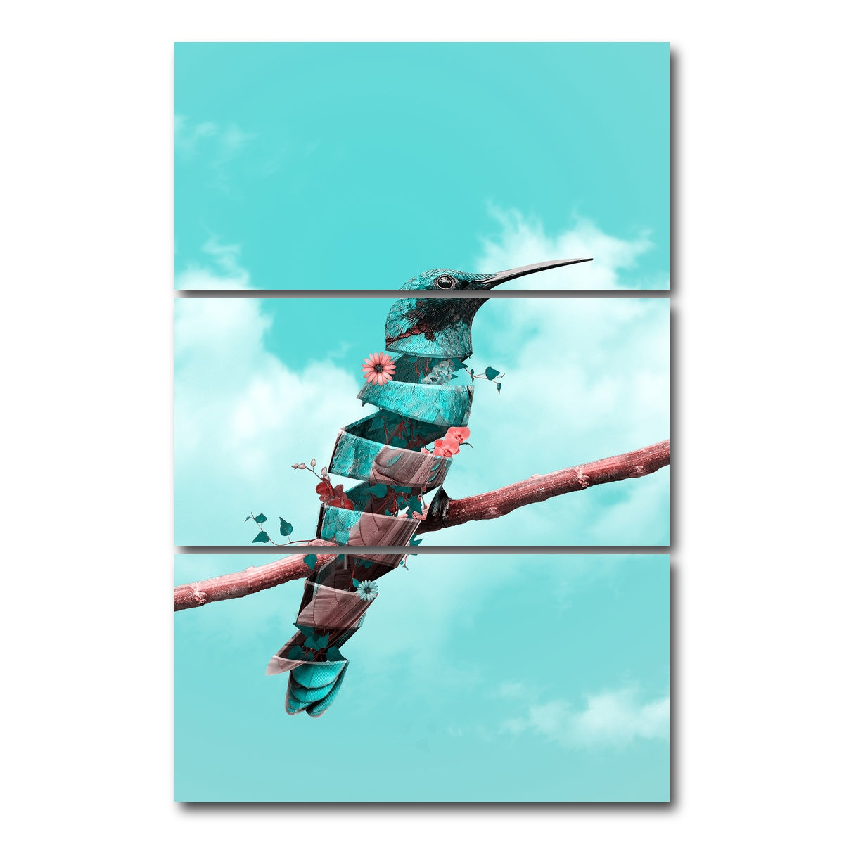 AUTO-MOCKUP WHITE | Pretty Bird | 3 Piece | Gallery Wrap Canvas | group=12x24_stacked