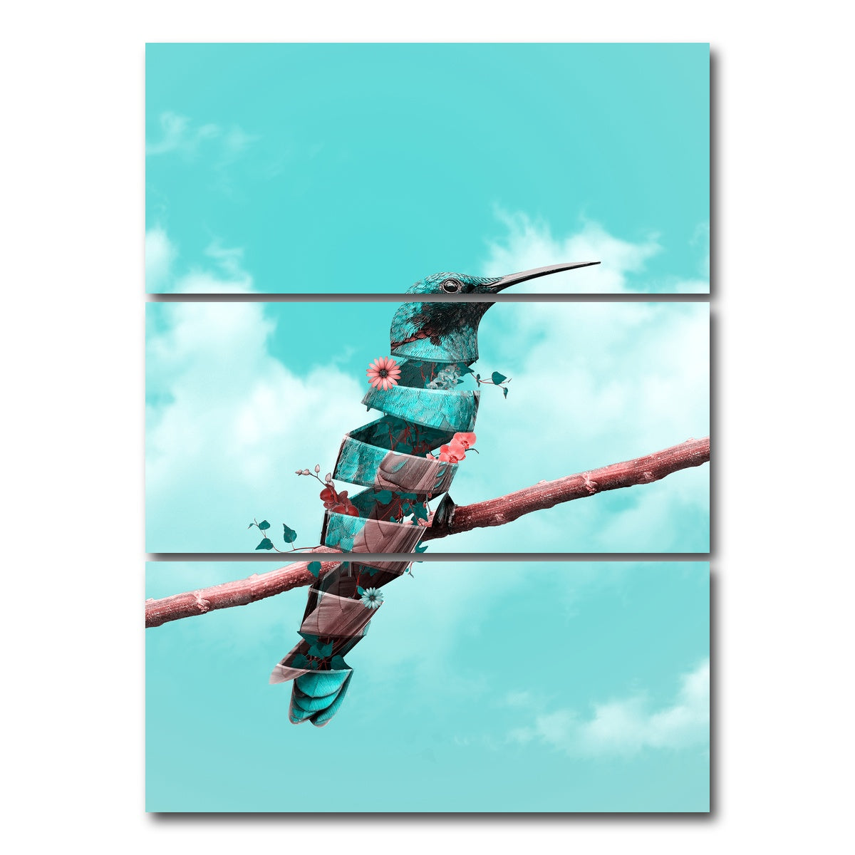 AUTO-MOCKUP WHITE | Pretty Bird | 3 Piece | Gallery Wrap Canvas | group=8x18_stacked