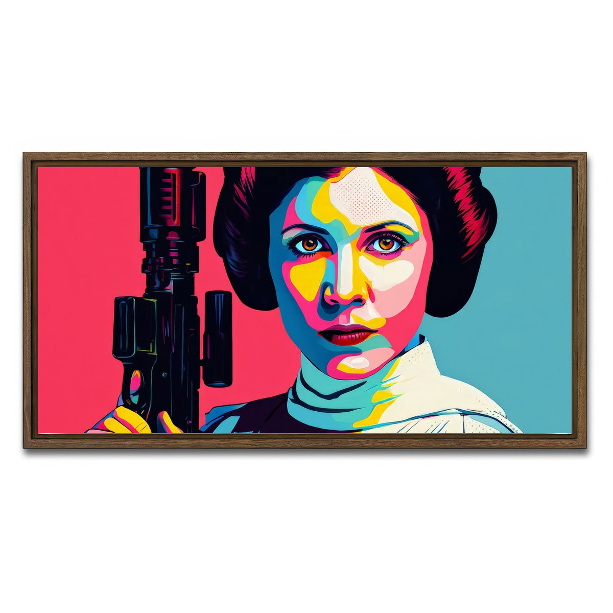 AUTO-MOCKUP WHITE | Princess Leia Gun | 1 Piece | Walnut Framed Canvas | group=2x1