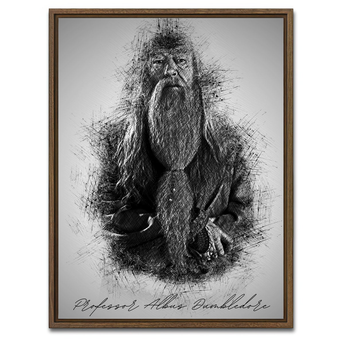 AUTO-MOCKUP WHITE | Professor Albus Dumbledore | 1 Piece | Walnut Framed Canvas | group=3x4