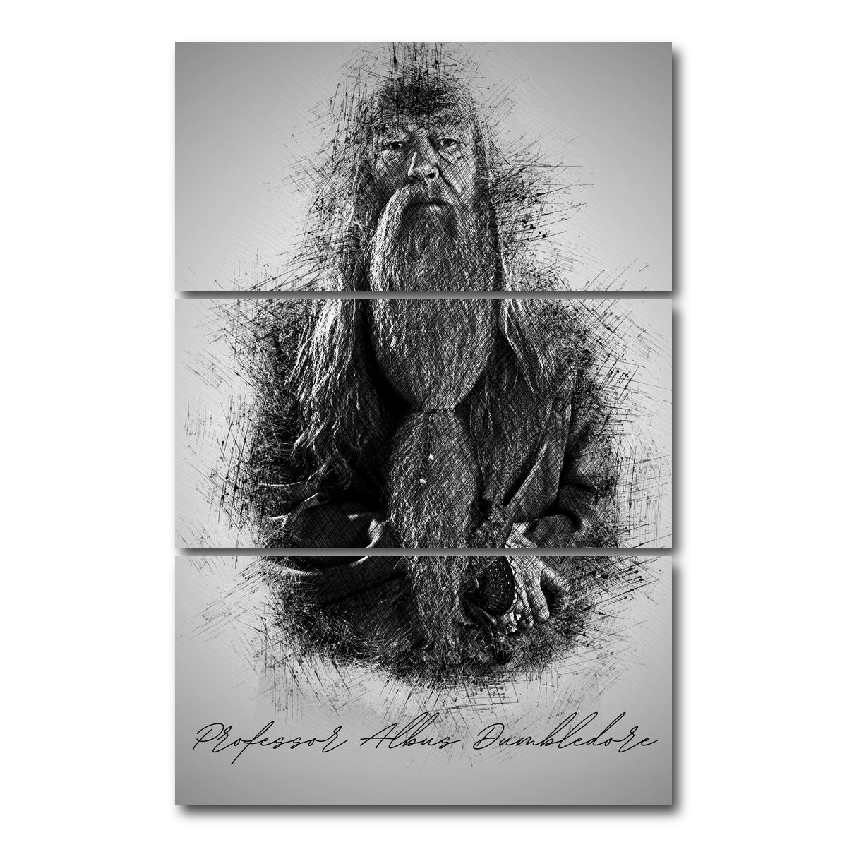 AUTO-MOCKUP WHITE | Professor Albus Dumbledore | 3 Piece | Gallery Wrap Canvas | group=12x24_stacked