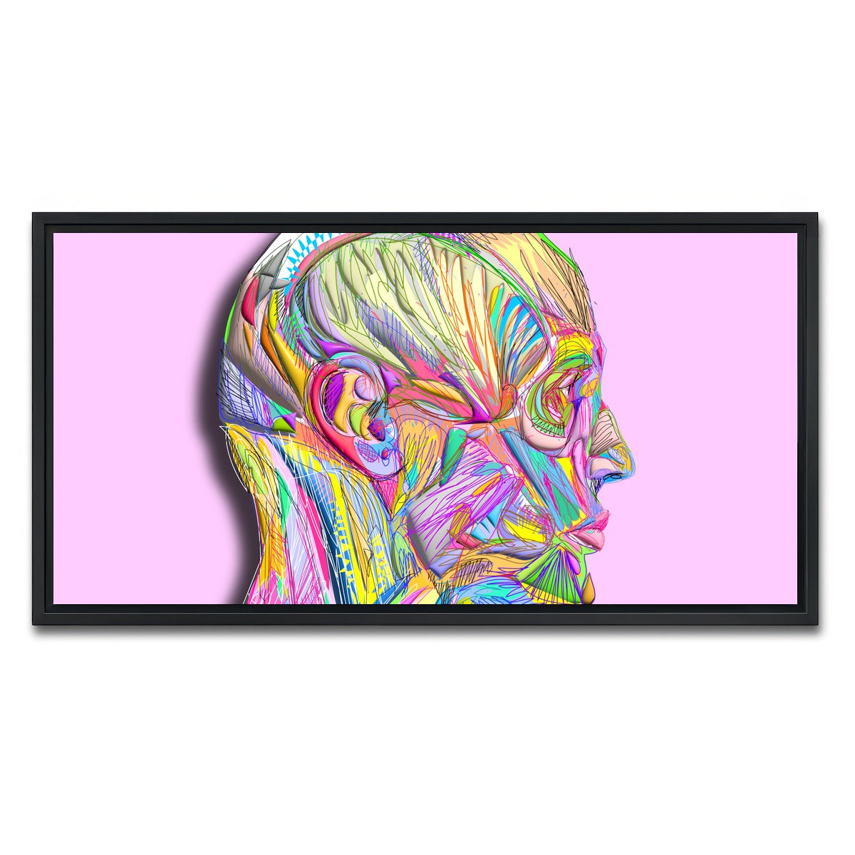 AUTO-MOCKUP WHITE | Profile Face Muscles | 1 Piece | Black Framed Canvas | group=2x1