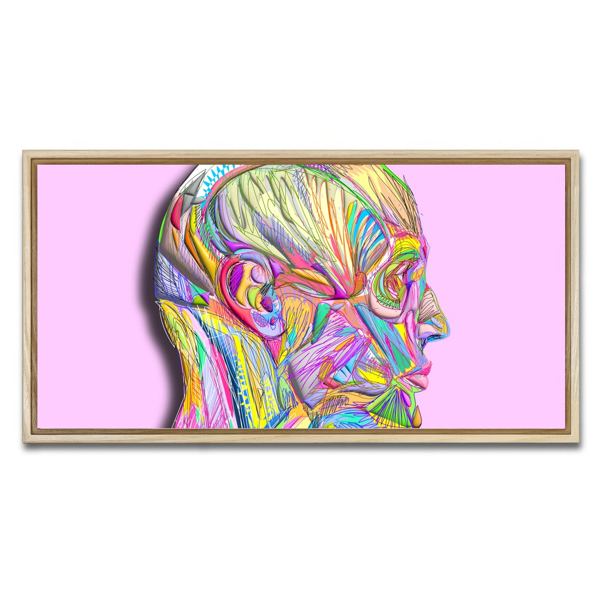 AUTO-MOCKUP WHITE | Profile Face Muscles | 1 Piece | Natural Framed Canvas | group=2x1