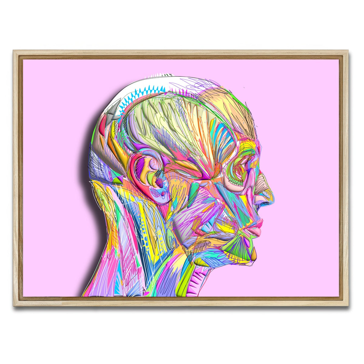 AUTO-MOCKUP WHITE | Profile Face Muscles | 1 Piece | Natural Framed Canvas | group=4x3
