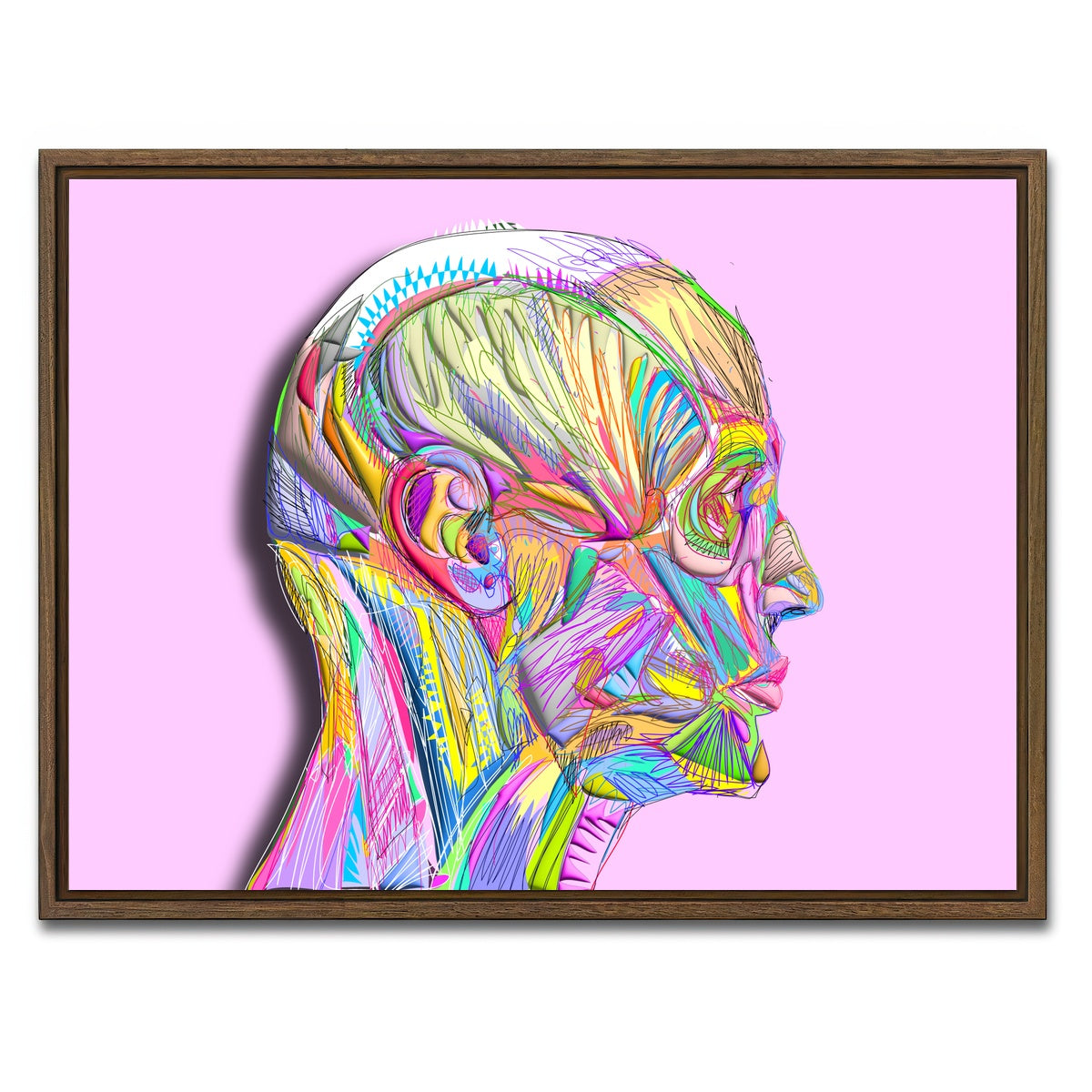 AUTO-MOCKUP WHITE | Profile Face Muscles | 1 Piece | Walnut Framed Canvas | group=4x3