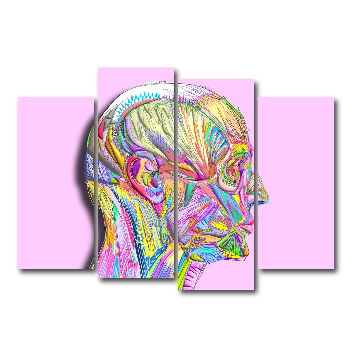 AUTO-MOCKUP WHITE | Profile Face Muscles | 4 Piece | Gallery Wrap Canvas | group=4_normal