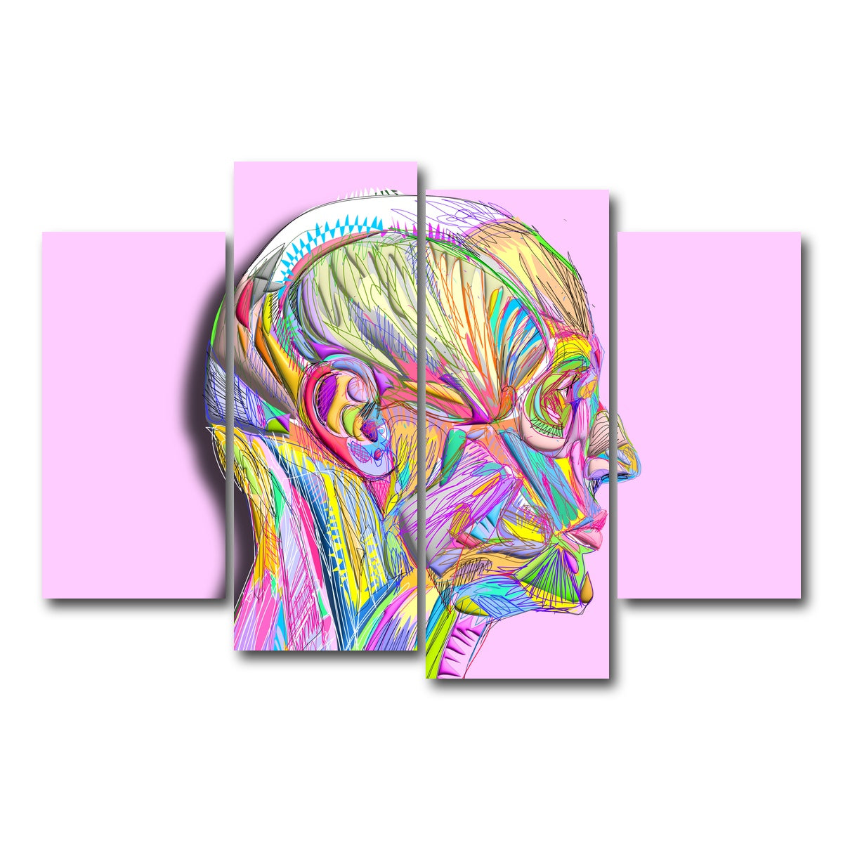 AUTO-MOCKUP WHITE | Profile Face Muscles | 4 Piece | Gallery Wrap Canvas | group=4_short