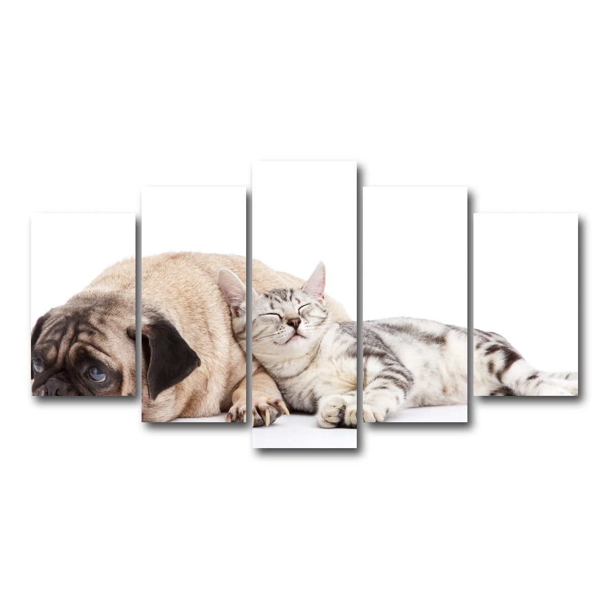 AUTO-MOCKUP WHITE | Pug and Cat | 5 Piece | Gallery Wrap Canvas | group=5_normal