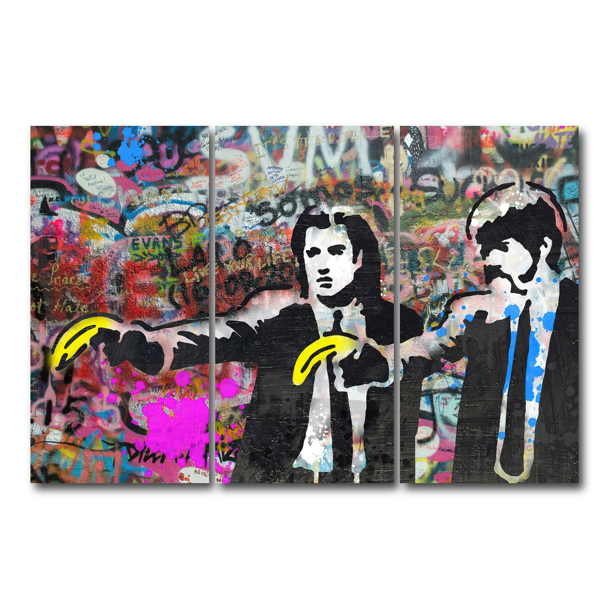 AUTO-MOCKUP WHITE | Pulp Fiction Bananas | 3 Piece | Gallery Wrap Canvas | group=12x24