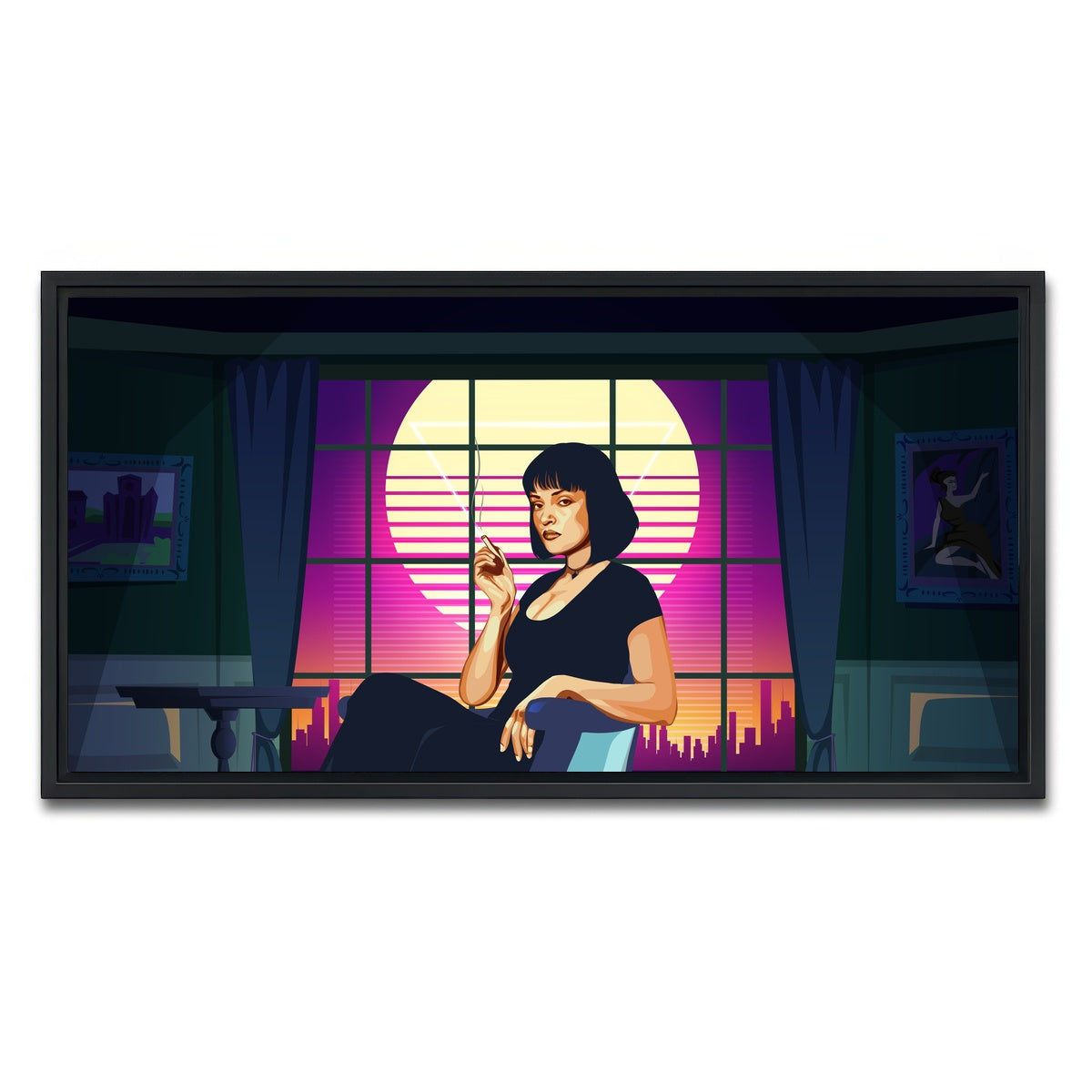 AUTO-MOCKUP WHITE | Pulp Fiction Scene | 1 Piece | Black Framed Canvas | group=2x1