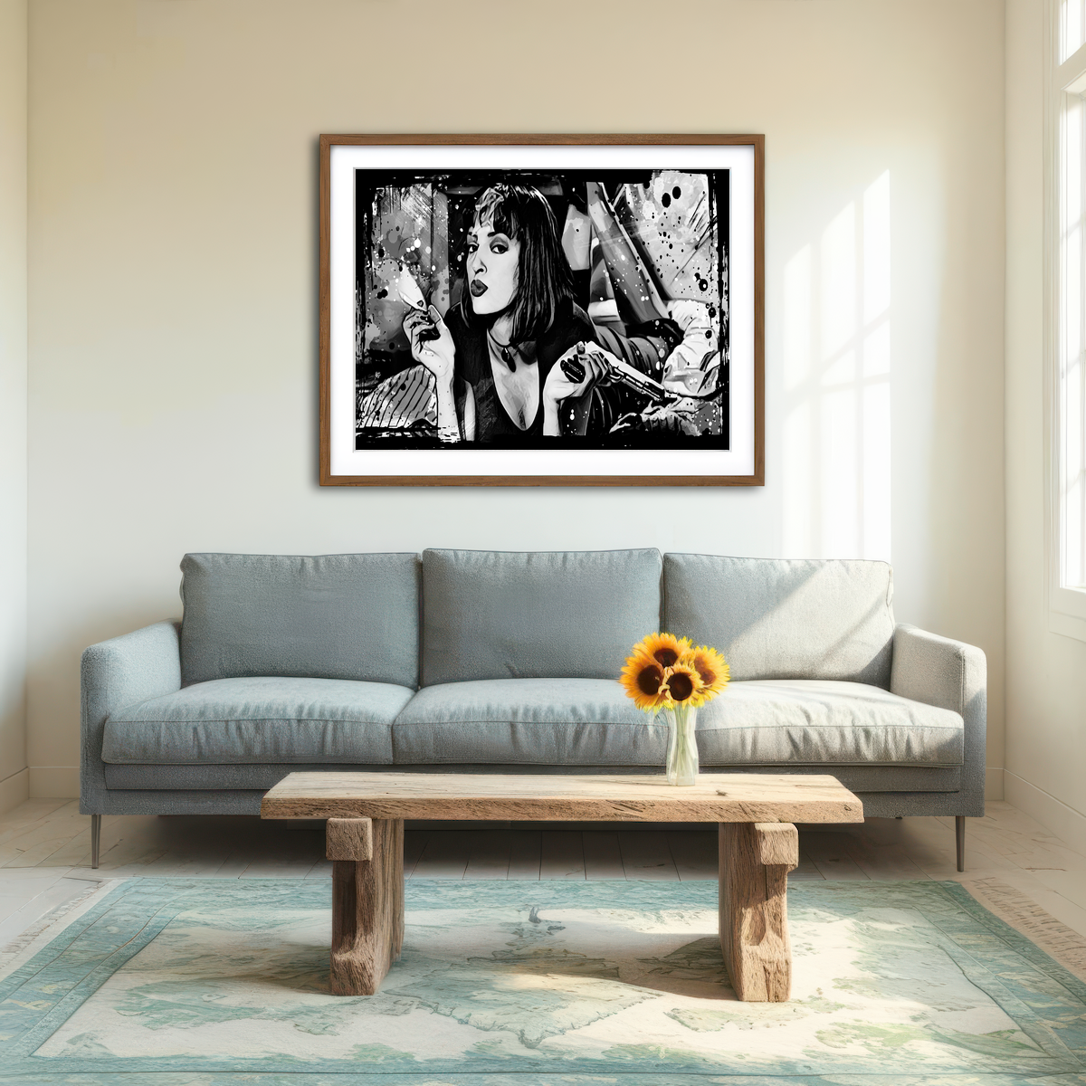 AUTO-MOCKUP ROOM | Pulp Fiction Grayscale Wall Art