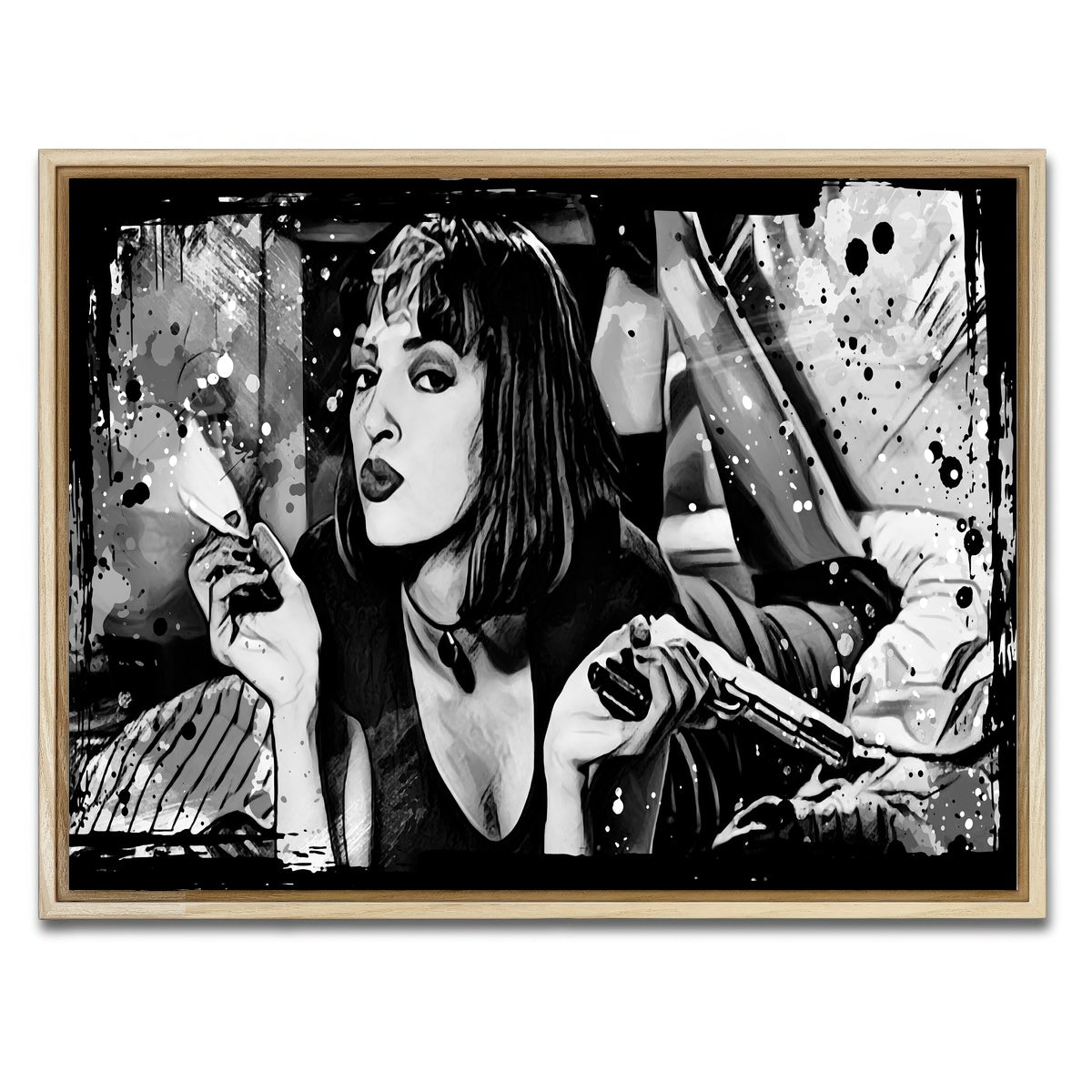 AUTO-MOCKUP WHITE | Pulp Fiction grayscale | 1 Piece | Natural Framed Canvas | group=4x3