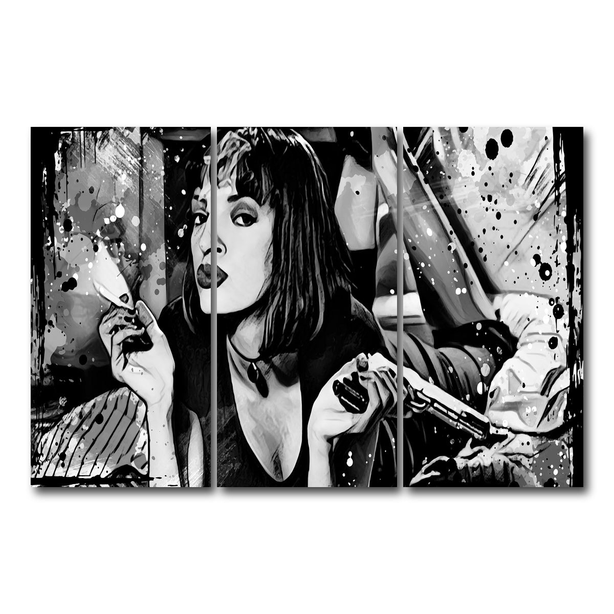 AUTO-MOCKUP WHITE | Pulp Fiction grayscale | 3 Piece | Gallery Wrap Canvas | group=12x24