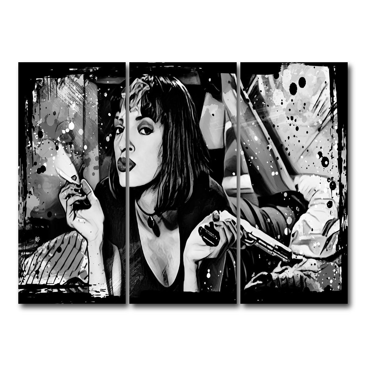 AUTO-MOCKUP WHITE | Pulp Fiction grayscale | 3 Piece | Gallery Wrap Canvas | group=8x18
