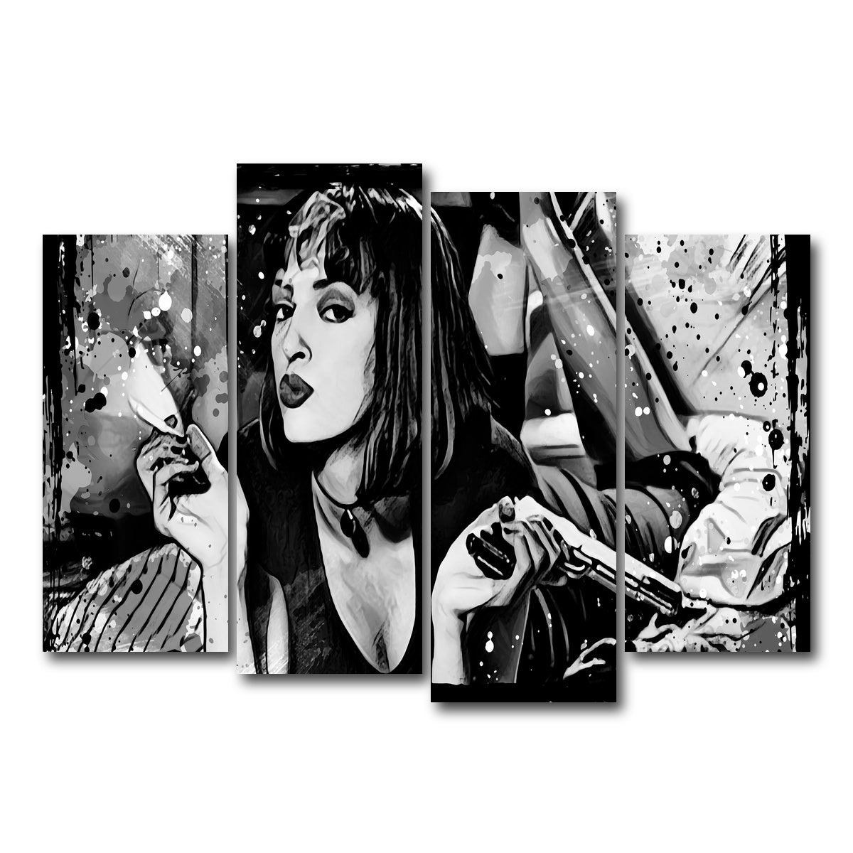 AUTO-MOCKUP WHITE | Pulp Fiction grayscale | 4 Piece | Gallery Wrap Canvas | group=4_normal