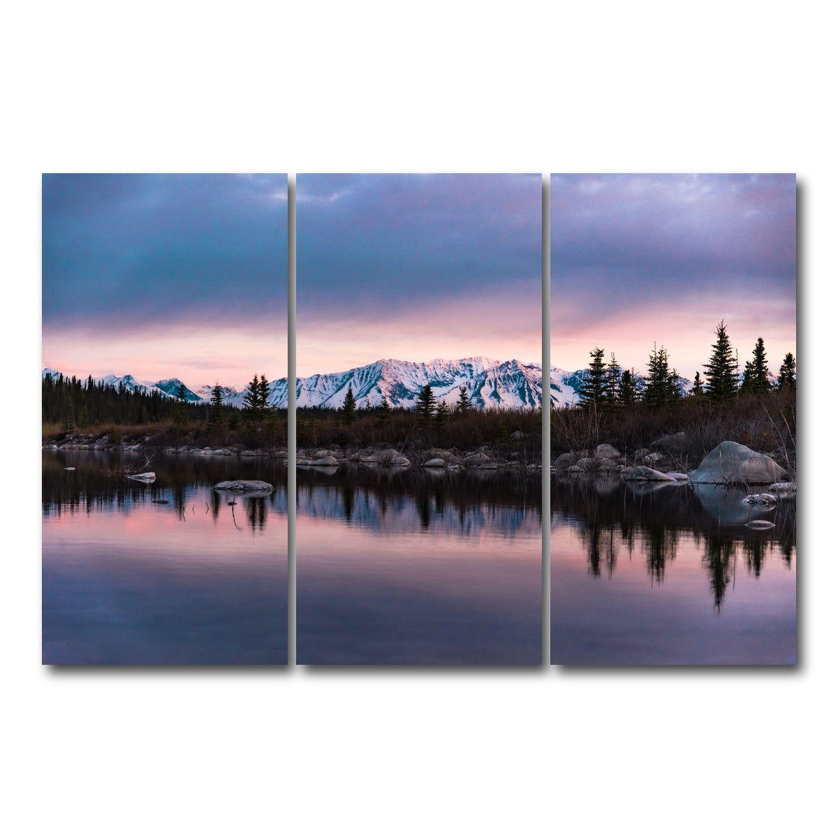 AUTO-MOCKUP WHITE | Purple Reflections | 3 Piece | Gallery Wrap Canvas | group=12x24